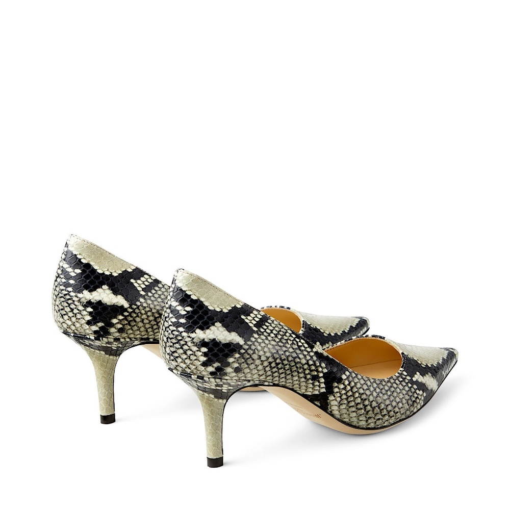 Jimmy Choo Beige/Black Python Embossed Leather Romy Pumps - Picture 8 of 13
